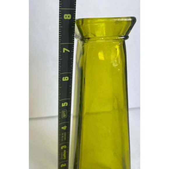 Mid Century Modern MCM 8" Vase Avocado Green Glass Tapered Decorative Bud Flower - Picture 5 of 8